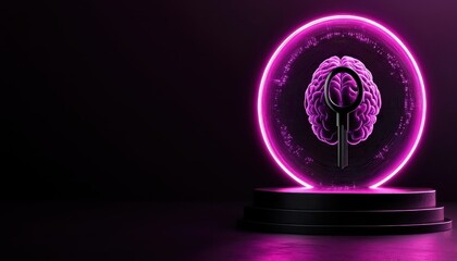 A luminous pink brain encapsulated in a glowing sphere, symbolizing creativity and innovation in technology.