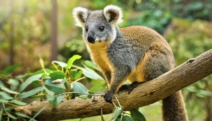 Obraz premium AI generated, animal, animals, mammal, mammals, biotope, habitat, one, individual, foraging, wildlife, derby's woolly opossum (Caluromys derbianus), AI generated