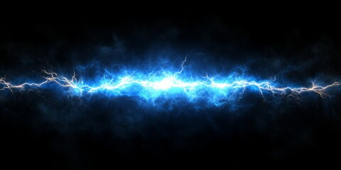 A blue and white electric line with sparks flying out of it. Concept of energy and excitement