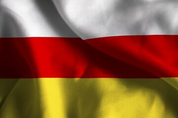 A ruffled fabric flag of South Ossetia