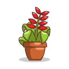 Home plant cartoon style. potted plant isolated on white