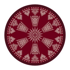 Tunisian embroidery inspired round design element, vector template against white background