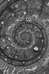 Abstract old conceptual background on mysticism, astrology, fantasy, black