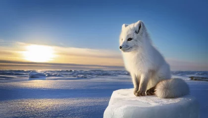 An arctic fox drifts on an ice floe in the Arctic, AI generated, Studio, AI generated