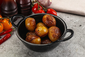 Baked baby potato in the bowl