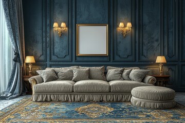 Elegant Living Room Interior Design with Plush Sofa