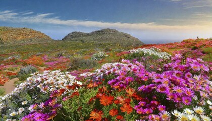 Obraz premium KI generated, The desert in Namaqualand blooms in August and September each year, Namibia, Africa