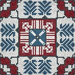 Fototapeta premium Mosaic tiles background, seamless vector pattern