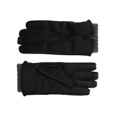 Pair of men's black leather gloves isolated on white background
