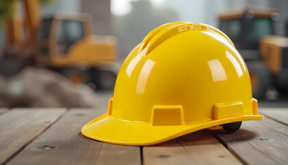 yellow hard hat on a construction site