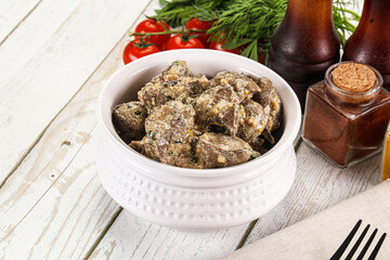 Roasted chicken liver with cream