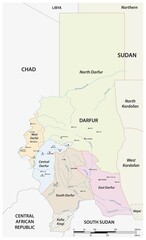 Naklejka premium Vector map of western Sudanese region of Darfur