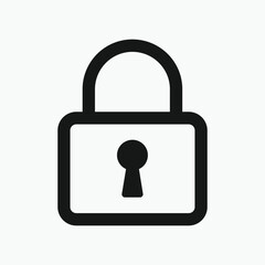 Lock icon with white background. Includes locked and unlocked icons. security symbol.