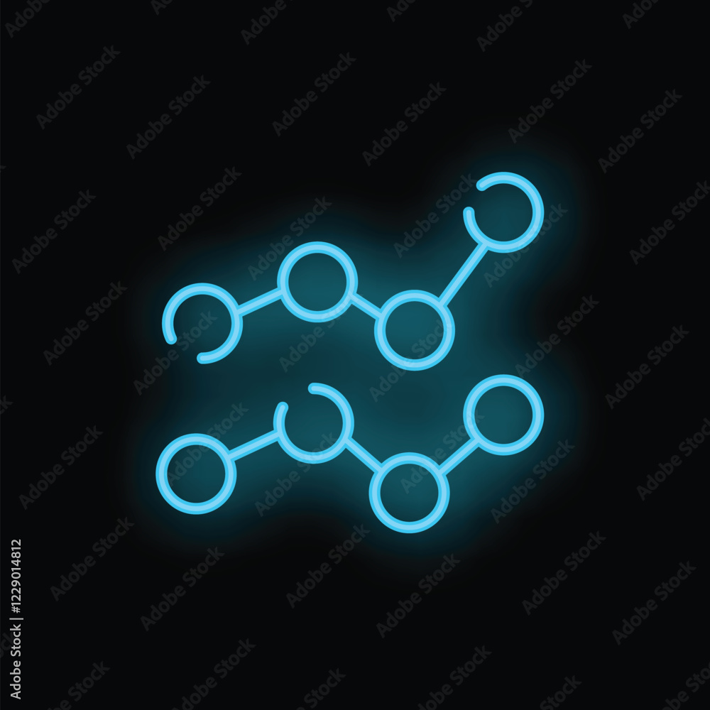 Poster neon sign showing connected circles forming a network, a symbol for concepts like blockchain, intern