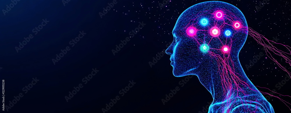 Poster exploring the intersection of technology and human cognition