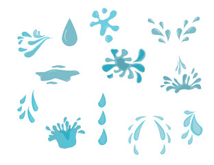 Fototapeta premium set of drops. Hand drawn waterdrop illustration. Set of versatile water splash vector illustrations. Collection of light blue water droplet and splash vector graphics.