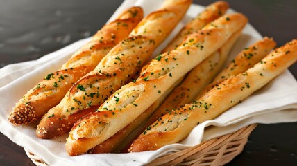 Baguette. Traditional French bread. Fresh baked, golden brown crust. Bakery. 