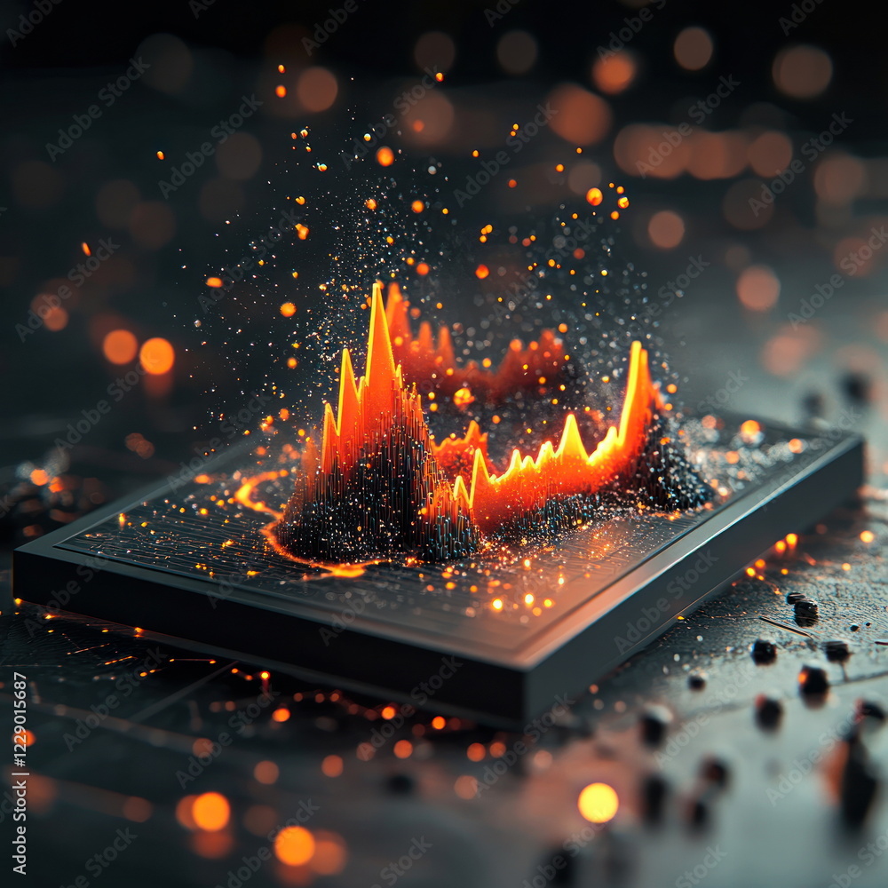 Poster dynamic data visualization with vibrant energy and motion blurry backgrounds
