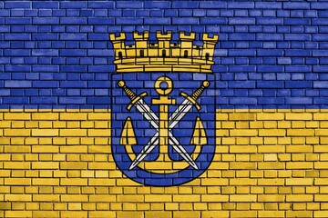Flag of Solingen painted on brick wall