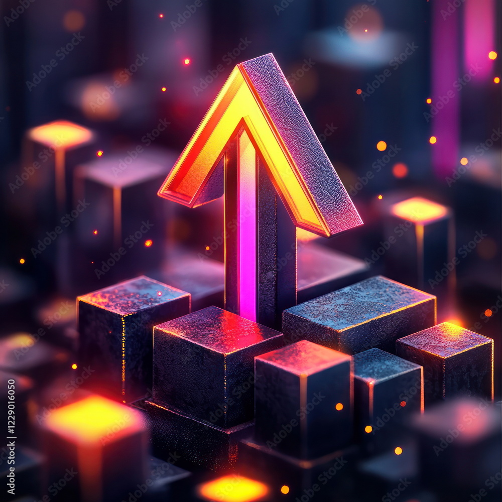 Leinwandbilder Dynamic growth representation through vibrant 3D graphics A customer satisfaction graph