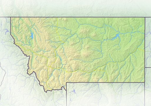 Montana, shaded relief map, USA, North America
