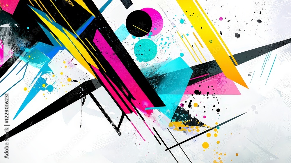Poster abstract colorful geometric design with bold lines and shapes