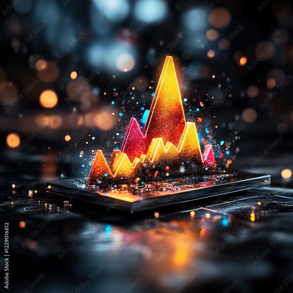 Aufkleber dynamic graph representation in vibrant colors blurry backgrounds