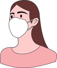 The woman wear KN mask