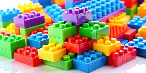 Colorful Block Toy Arrangement on Table - Playful Design