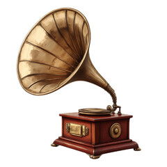 Vintage Gramophone Playing Melodies with Brass Horn