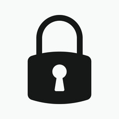 Lock icon with white background. Includes locked and unlocked icons. security symbol.