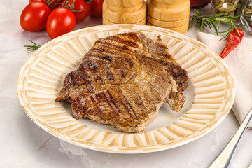 Grilled pork neck sirloin steak