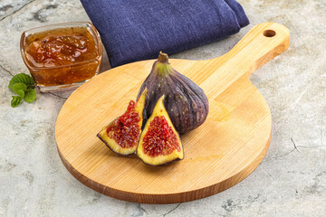 Purple ripe fig with cut