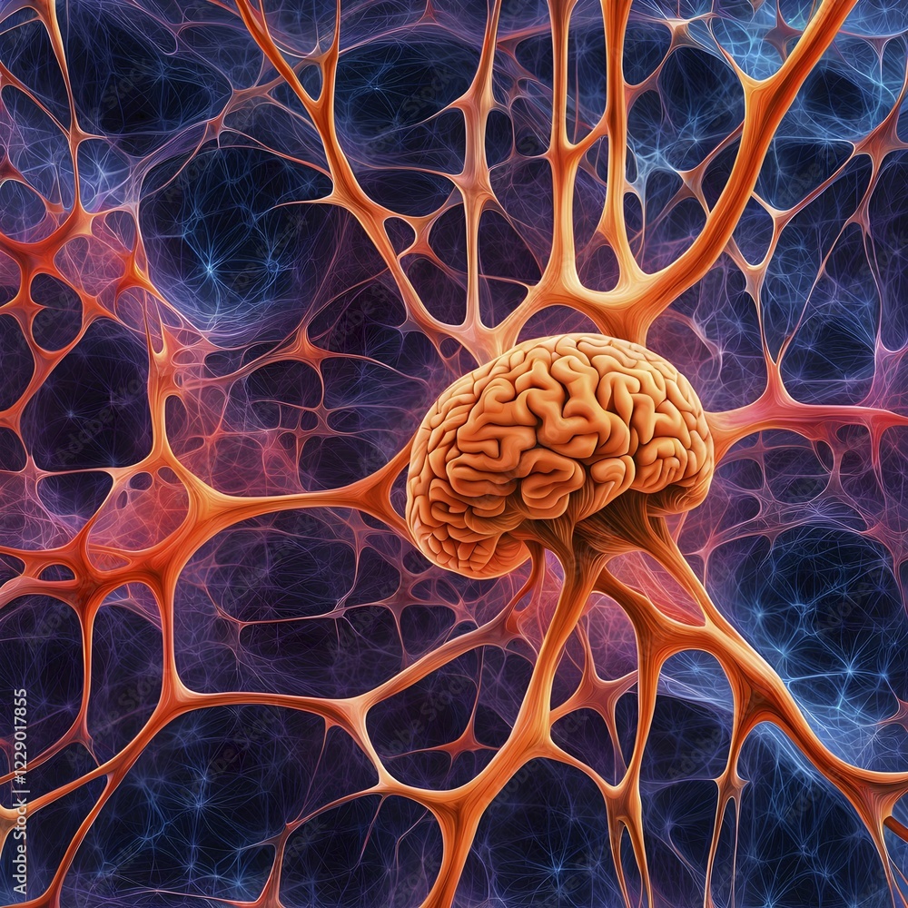 Aufkleber abstract representation of neural networks modeled after the human brain with intricate web-like pat