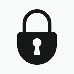 Lock icon with white background. Includes locked and unlocked icons. security symbol.