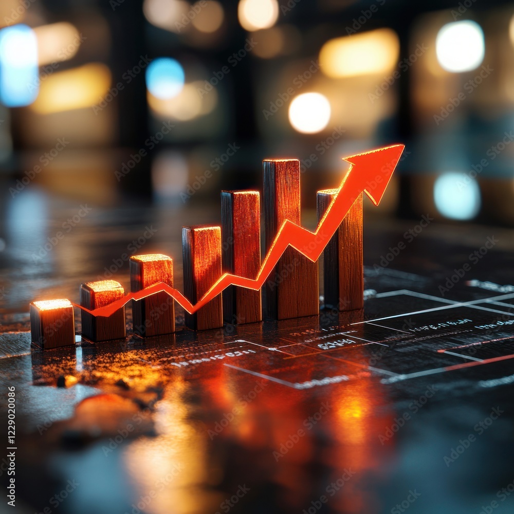Aufkleber analyzing growth trends in financial data blurry backgrounds