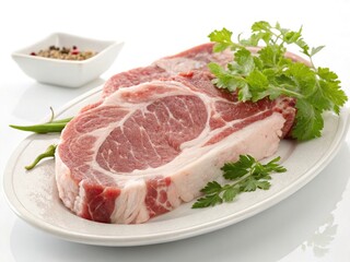 Fototapeta premium Fresh Pork Leg on Plate - Gourmet Food Photography