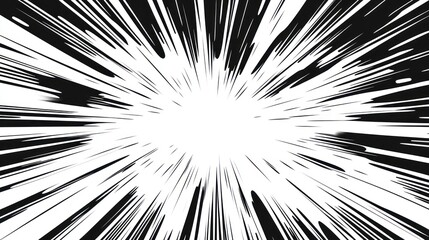 Fototapeta premium Abstract black and white radial burst, speed lines, motion effect.