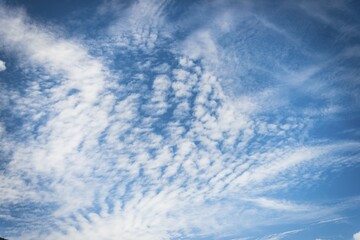 Blue sky with clouds, cirrus clouds, fair weather clouds, sheep clouds, good weather