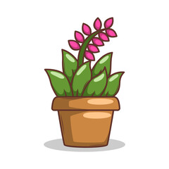 Home plant cartoon style. potted plant isolated on white