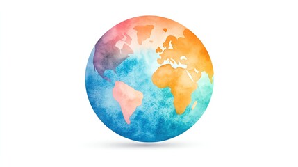 Fototapeta premium Global Political Shifts Colorful watercolor globe representing Earth. international enterprise