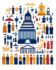 Obraz premium Global Political Shifts Diverse people and symbols of unity and culture. international enterprise