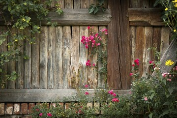 Rose against barn wall, Brandenburg, Germany, Europe