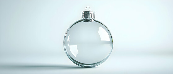 Clear glass ornament on white background