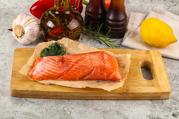 Piece of cut salmon fillet