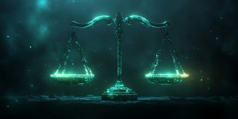 A scale with a green background and glowing scales. The scales are lit up and appear to be floating in the air