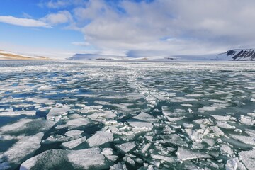 Palanderbukta Bay, Pack ice pattern, Gustav Adolf Land, Nordaustlandet, Svalbard archipelago, Norway, Europe