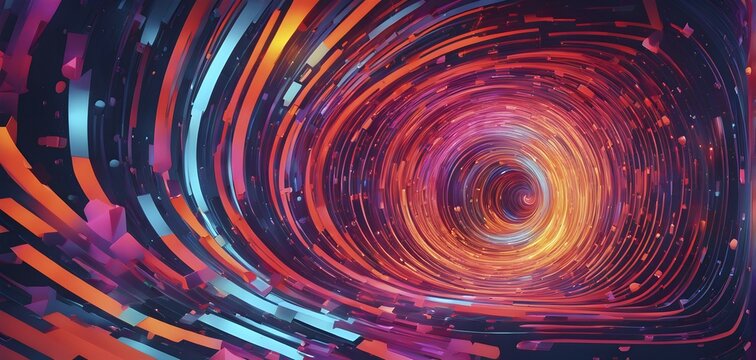 Abstract data stream flowing like liquid light, with sharp lines of code and binary numbers cascading in bright neon colors, AI generated