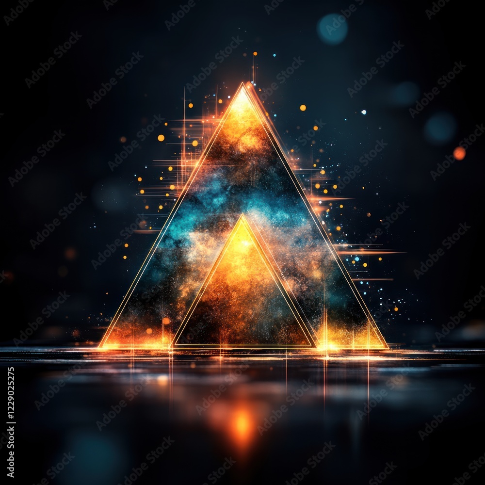 Aufkleber Vibrant Abstract Triangle Design with Cosmic Elements blurry backgrounds