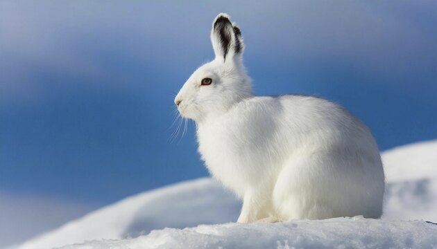AI generated, A snow hare in winter, (lepus timidus)